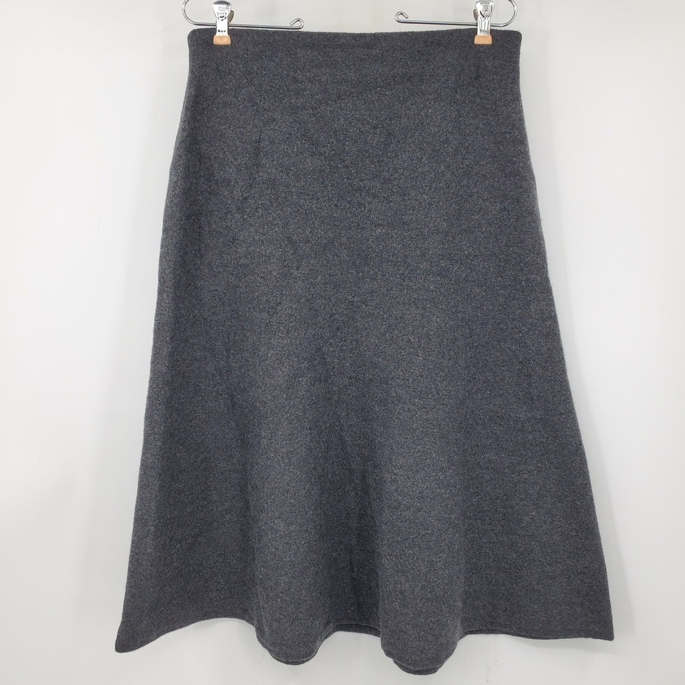COS Charcoal Grey Flared Wool Midi Skirt A Line Minimalist M Elastic Waist Fall